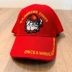 US Marine Corps Bulldog Red Baseball Cap Once a Marine Always a Marine K&B Hat